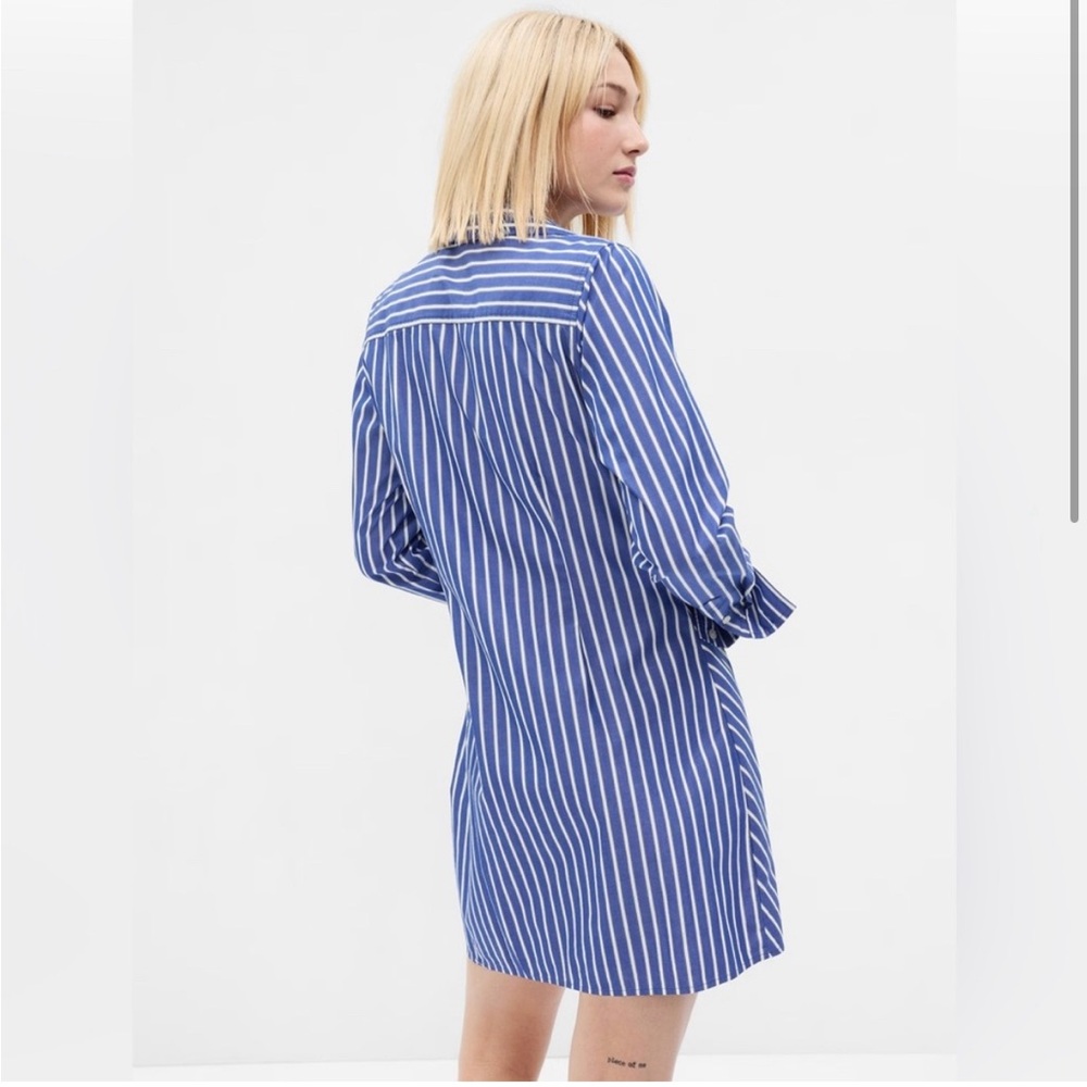 Gap Striped Ruched Shirtdress Size M - Picture 2 of 3